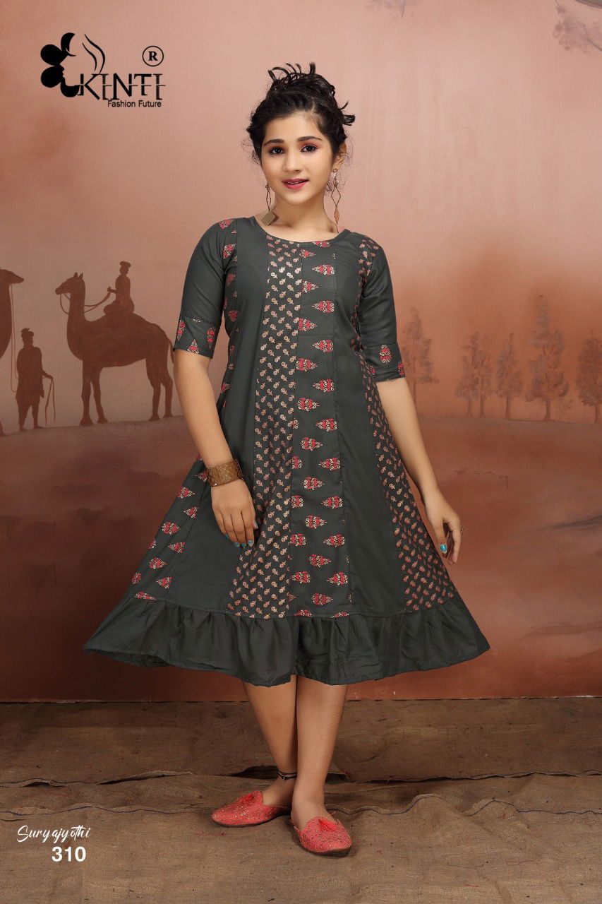 Kinti Suryajyothi New Exclusive Wear Rayon Printed Kids Kurti Collection